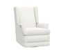 Open Box: Modern Wingback Manual Swivel Glider &amp; Recliner, Brushed Boucle, Ivory, w/ Metal Lever
