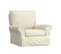 Open Box: PK Comfort Small Swivel Glider, Slipcover Basketweave Slub Oatmeal