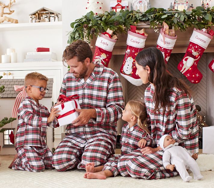 Adult Stewart Plaid Flannel Pajama Set Pottery Barn Kids