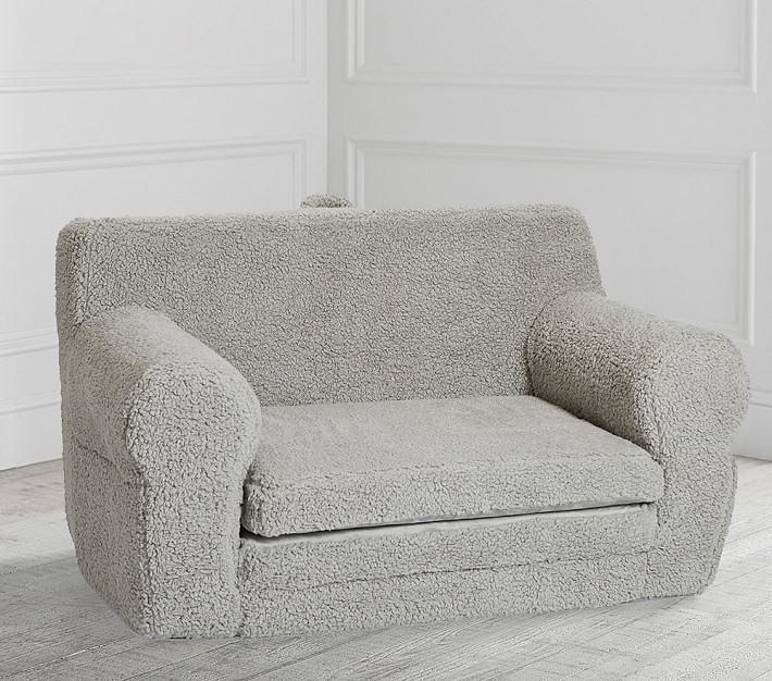 Anywhere Sofa Lounger® Cozy Kids' Grey Sherpa Pottery Barn Kids