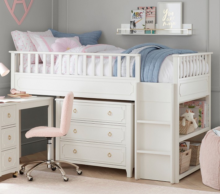 Ava Regency Low Loft Bed Space-Saving Kids Furniture Pottery