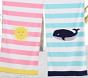 Whale Stripe Kid Beach Towel UPF 50+