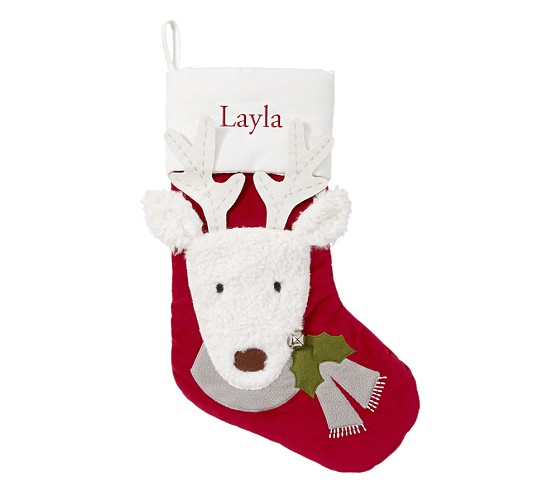 Reindeer Face Luxe Velvet Stocking