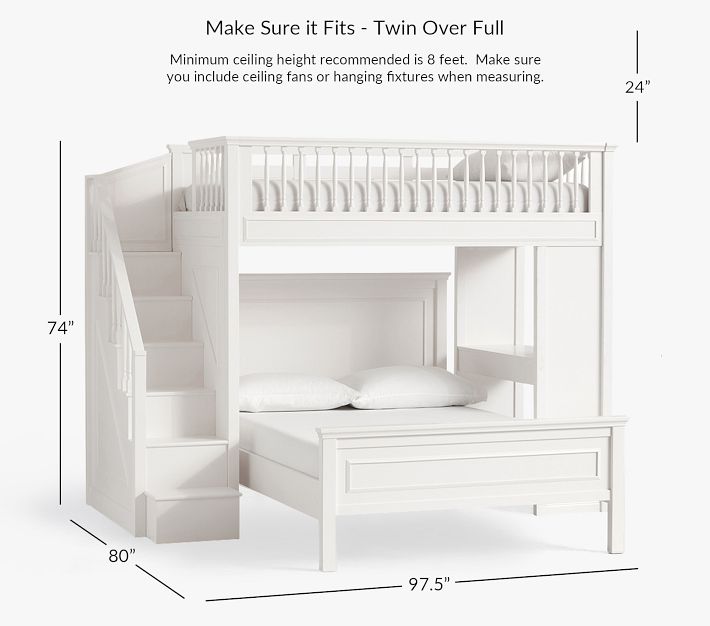 Fillmore Stair Kids Loft Bed Lower Bed Set Pottery Barn Kids