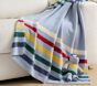Striped Fuzzy Kid Throw Blanket &amp; Dino Plush Set