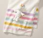 Striped Fuzzy Kid Throw Blanket &amp; Unicorn Plush Set