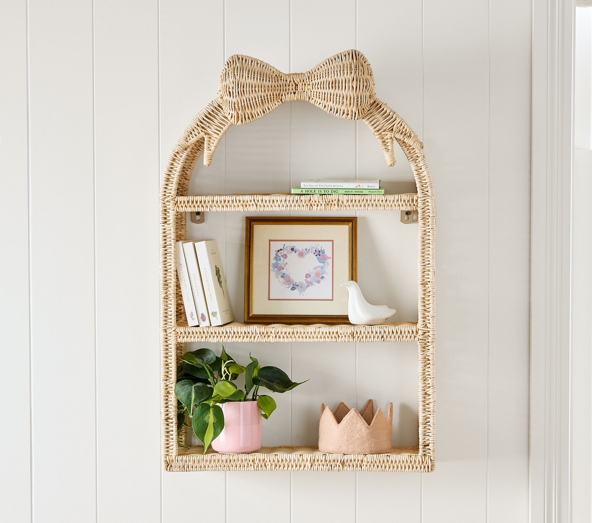 Pottery Barn Kids Rattan Bow Tiered Shelf