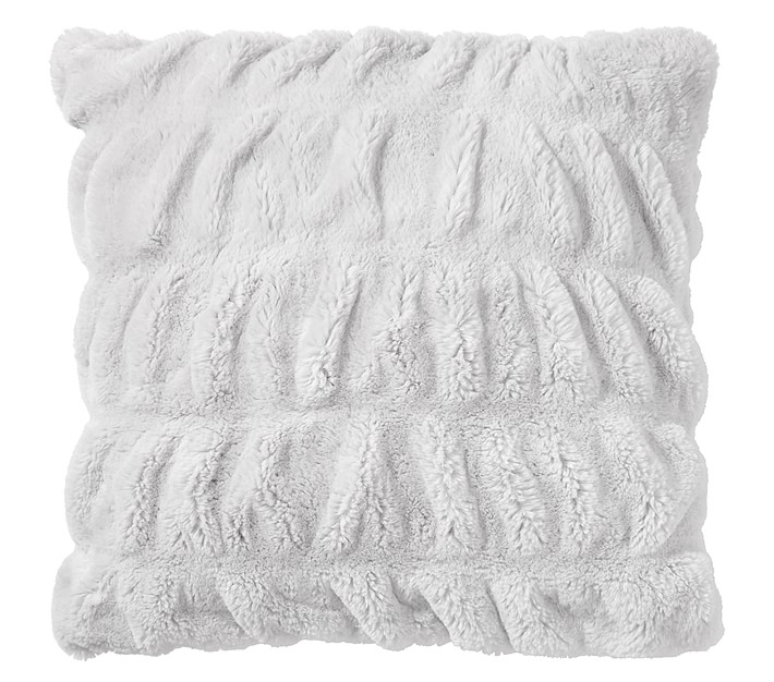 Ruched Fur Pillow Cover, 18x18, Grey