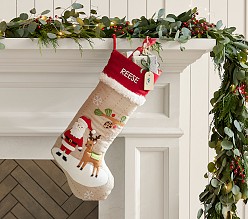 Santa & Reindeer Woodland Stocking