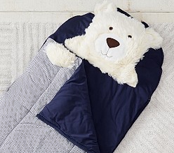 Bear Gingham Shaggy Head Sleeping Bag