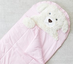 Puppy Gingham Shaggy Head Sleeping Bag