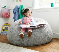 Anywhere Beanbag™, Gray Cozy Sherpa
