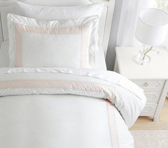 Housse De Couette Pottery Barn Monique Lhuillier – Enfant, Twin, Satin Rose, Neuve Sans étiquette