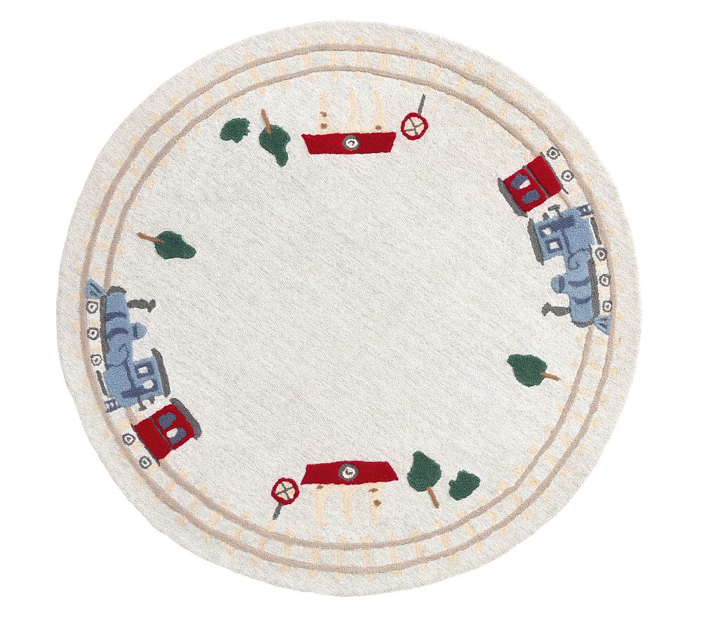 Train Border 5' Round Rug | Pottery Barn Kids