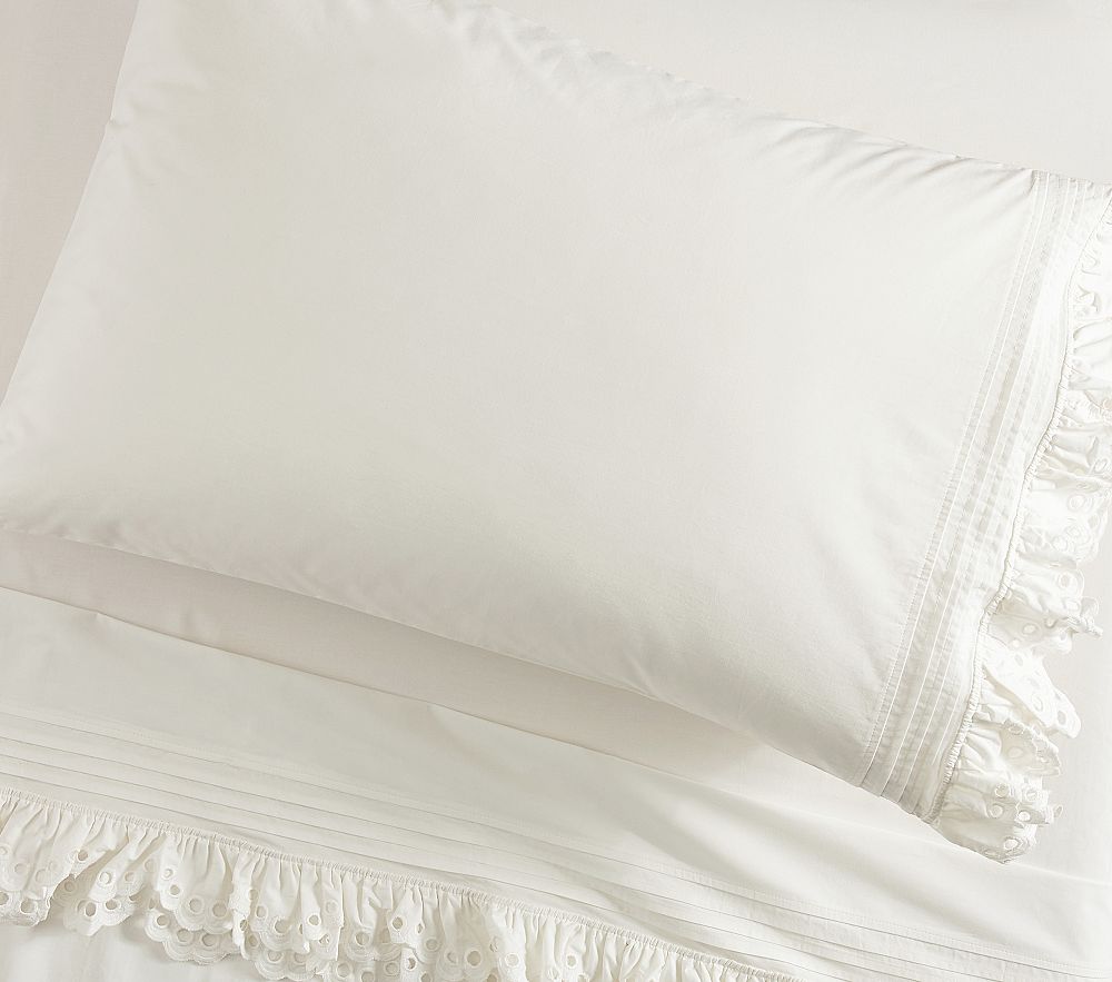 LoveShackFancy Eyelet Ruffle Cotton Sheet Set - Twin, White