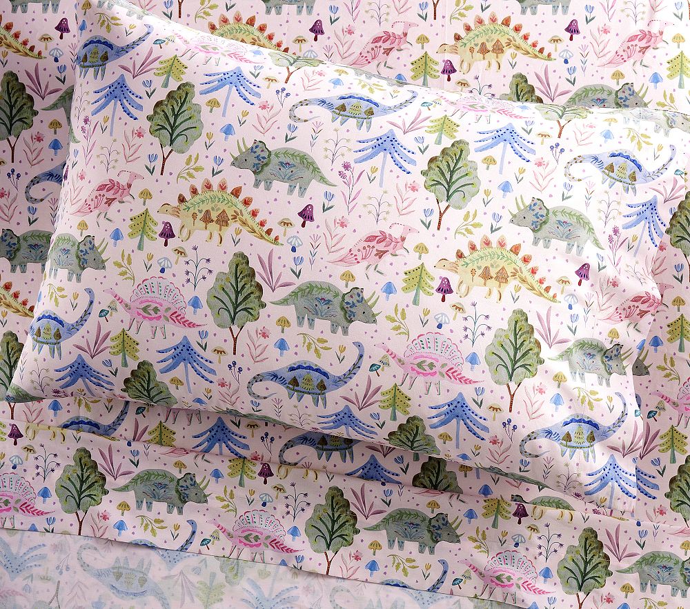 Floral Dino Organic Cotton Sheet Set - Twin, Multi