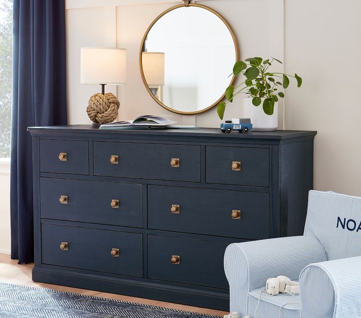 Charlie Extra-Wide Dresser, Blue/Weathered Navy