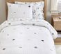 Embroidered Baseball Stripe Duvet Cover &amp; Shams