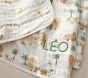 Lion Family Oversized Organic Muslin Baby Blanket