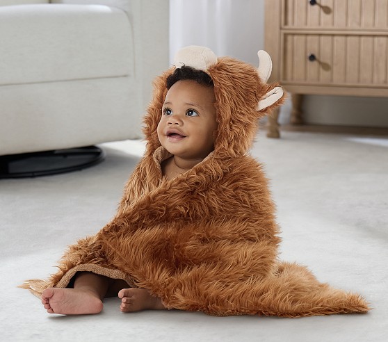 Highland Cow Faux Fur Baby Hooded Towel | Pottery Barn Kids