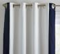 Open Box: Color Bordered Blackout Curtain, 44"W x 84"L - White/Navy, Brushed Nickel Grommet