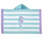Seahorse Stripe Kid Beach Hooded Towel UPF 50+