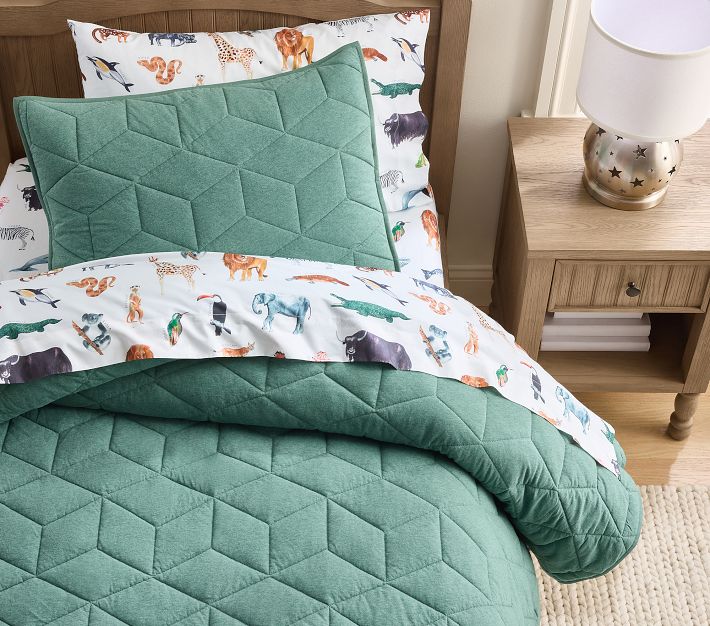 Brendan Animals Organic Sheet Set & Pillowcases | Pottery Barn Kids