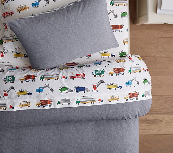 Housse De Couette Double Pottery Barn Kids - Rugby Teint Fil - Blanc Taille Twin