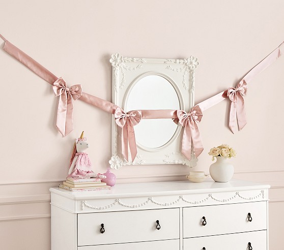 Loveshackfancy Satin Bow Garland, Blush, Pink