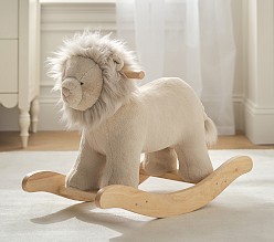 Taupe Lion Plush Nursery Rocker