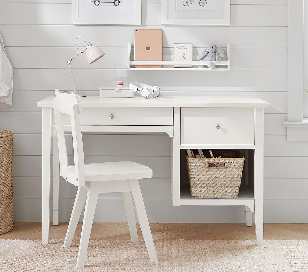 Pottery Barn ホワイト 木製 デスク 引き出し付き ポッタリーバーン Morgan Storage Kids Desk & Hutch | Pottery Barn Kids