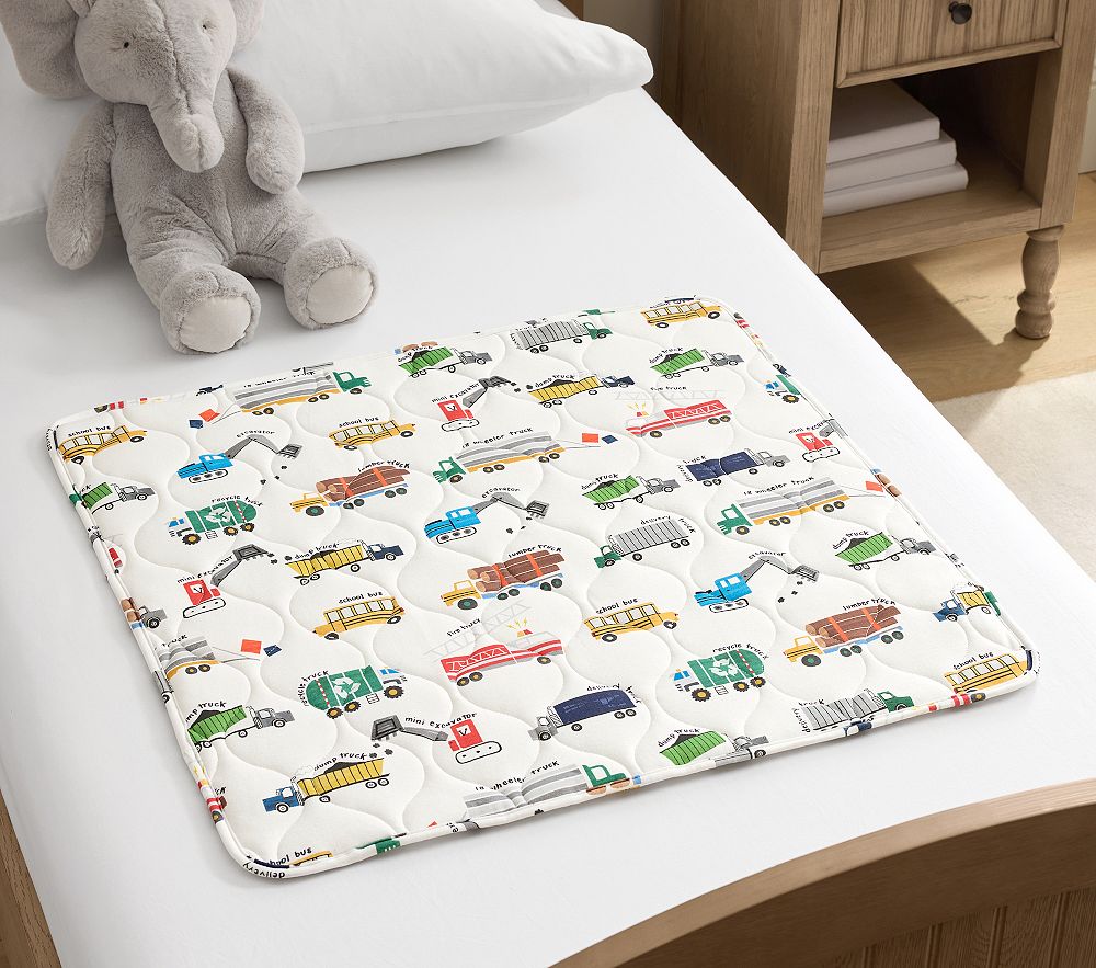 Busy Trucks Waterproof Toddler Bed Pad