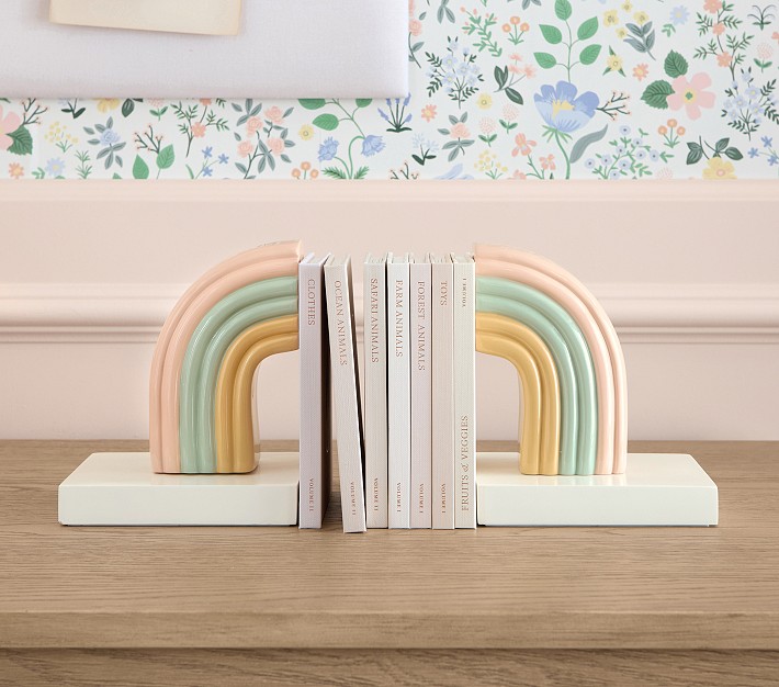 Up Bookends Ava Ribbon Bookends Brass Set | Pottery Barn Kids
