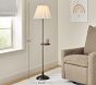 White Linen Fluted Floor Lamp with Tray (60")