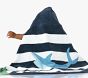 Rugby Stripe Shark Beach Hooded Towel UPF 50+