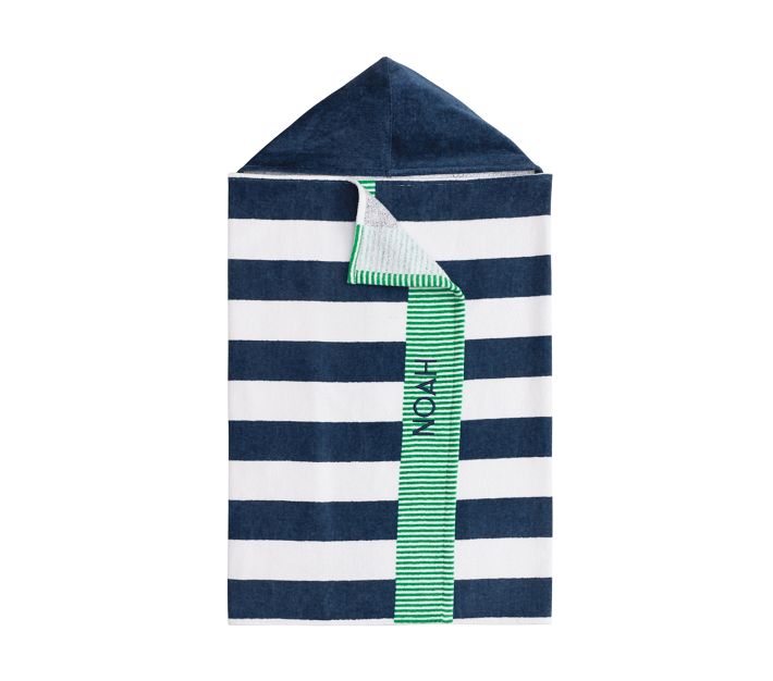 Rugby Stripe Shark Kid Beach Hooded Towel UPF 50+ | Pottery Barn Kids