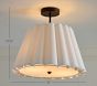 White Linen Fluted Semi Flush Mount (17")