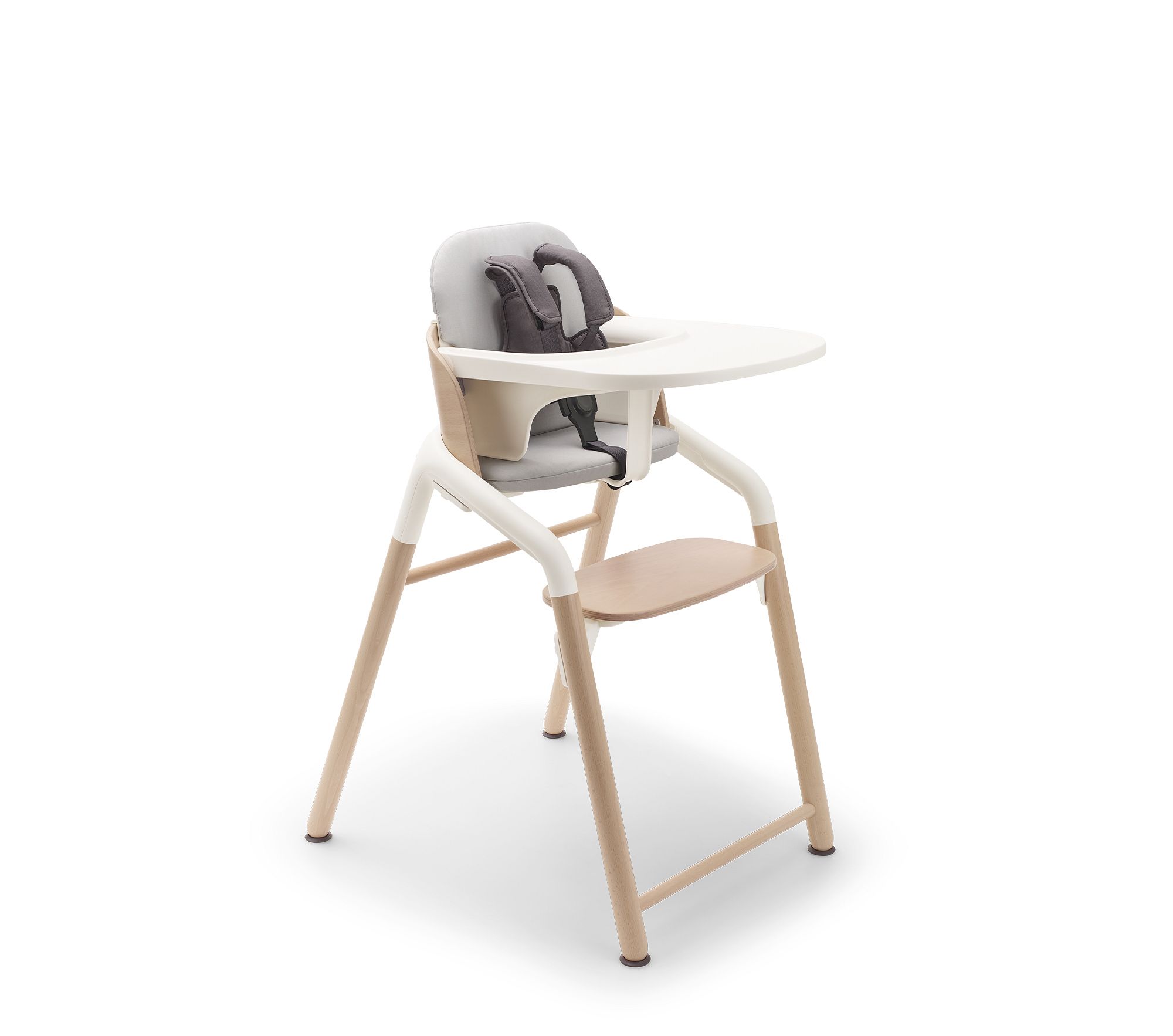 High chair with cushioned seat and harness