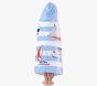 Boats Rugby Stripe Kid Beach Hooded Towel UPF 50+