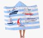 Boats Rugby Stripe Kid Beach Hooded Towel UPF 50+