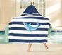 Rugby Stripe Shark Kid Beach Hooded Towel UPF 50+