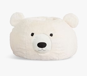 Ivory Polar Bear Faux Fur Anywhere Beanbag™ | Kids Bean Bag Chair