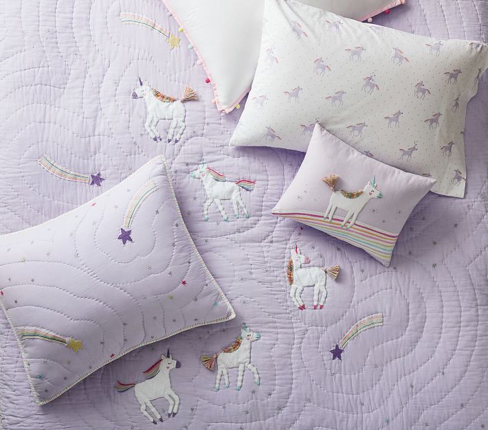 s-l400.jpg PotteryBarn Kids Unicorn flannel sheets set & pillow case main image 2