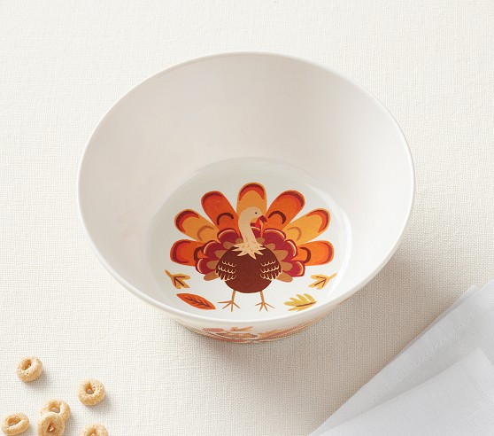 Lot De 4 Assiettes En Mélamine Pour Enfants, Pottery Barn, Motif Dinde De Thanksgiving, 10 Pouces