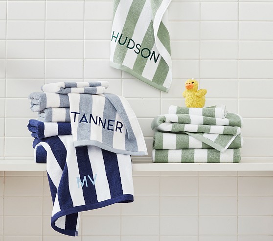 Rugby Stripe Kids Bath Towel | Pottery Barn Kids