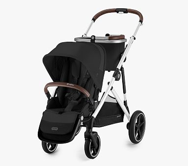 Cybex Gazelle S Double Stroller Moon Black/Silver Frame