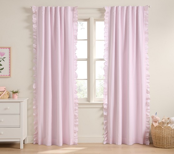 Oxford Stripe Bow Top Blackout Curtain | Pottery Barn Kids