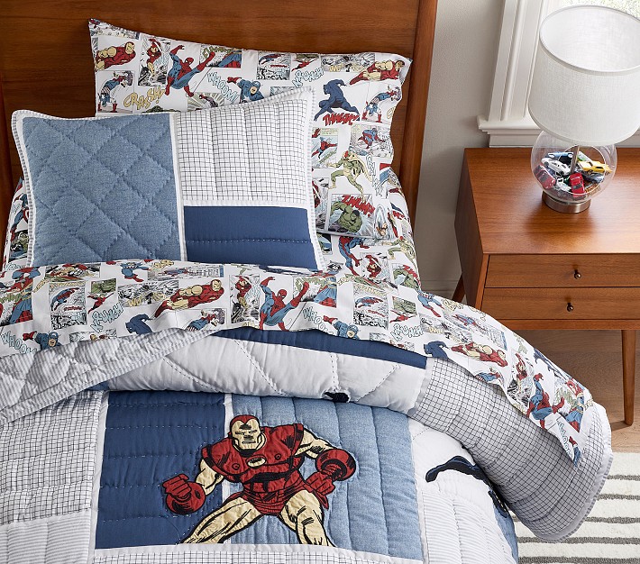 Couette Enfant Spider-Man Pottery Barn – 100% Coton – Twin Bleu/Rouge
