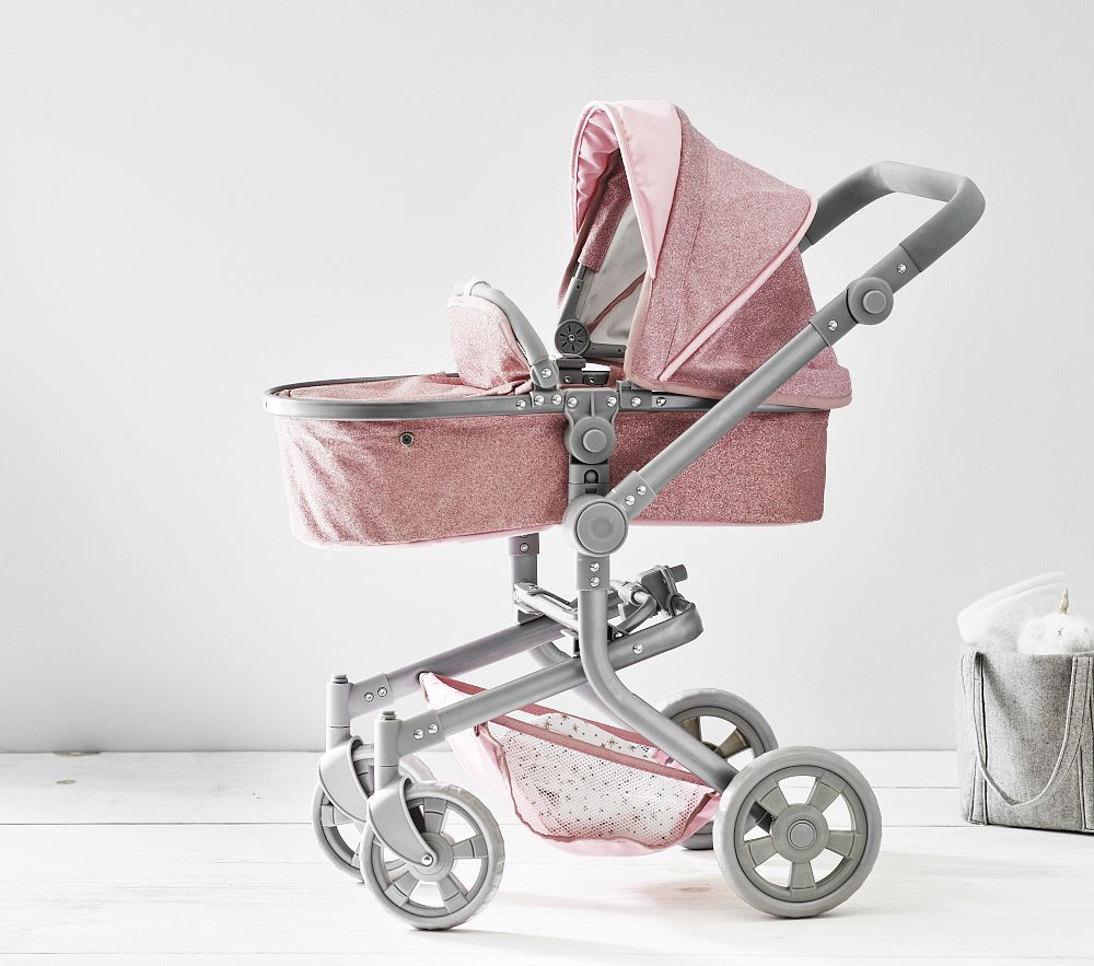 Pink Glitter Convertible 3-in-1 Baby Doll Stroller | Doll Accessories |  Pottery Barn Kids