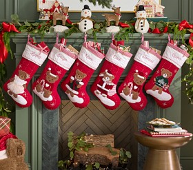 ハンドメイド ヨーヨーキルト ホビーラホビーレXmasコットン くま スノーマン Bear Quilted Christmas Stocking Collection | Pottery Barn Kids